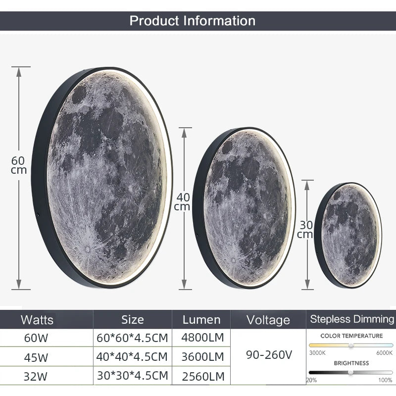 Moon Wall Light 3D Wall Light Remote Control