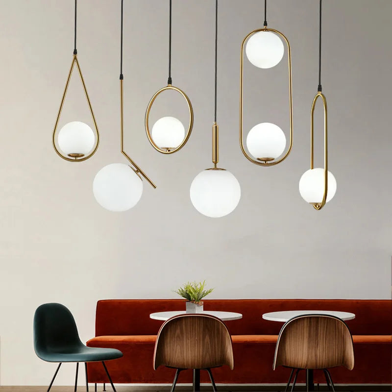 Modern Glass Ball Pendant Light Fixture Luminaire Hanging Lamps