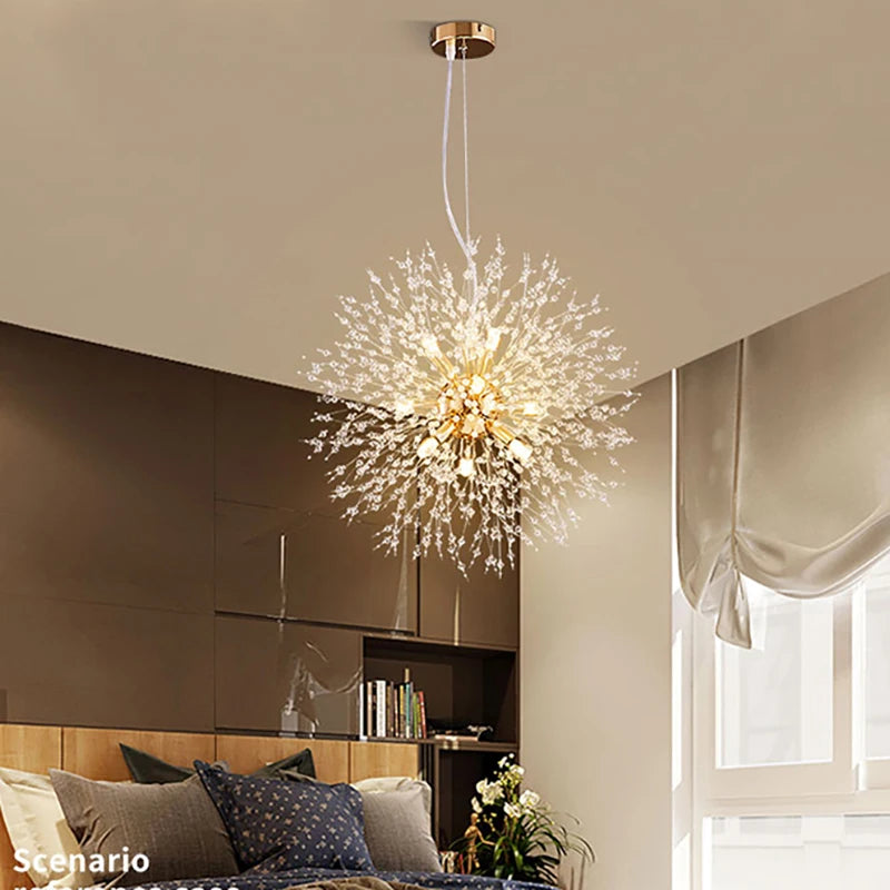 Modern Sky Star Fireball Crystal Pendant LED Lighting Dandelion